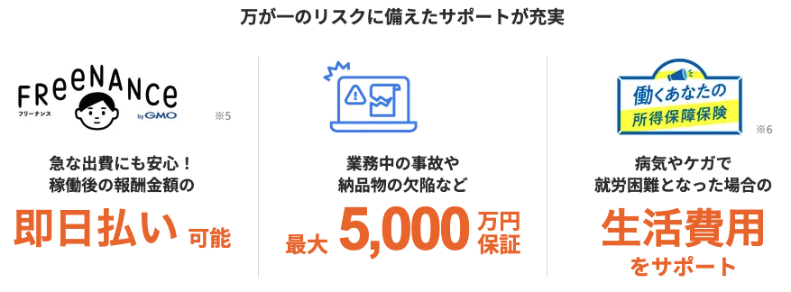 安心して働けるサポートが無料で付帯