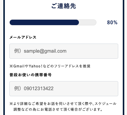 メールアドレス・電話番号を入力
