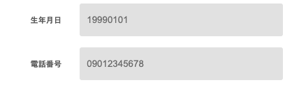 生年月日・電話番号を入力