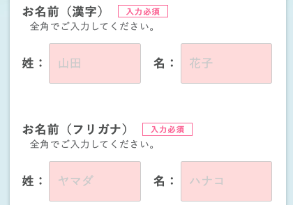 氏名・フリガナを入力