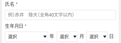 氏名・生年月日を入力
