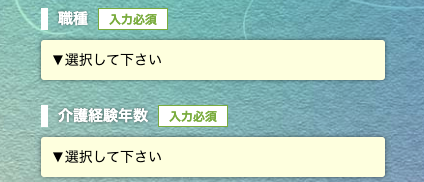 職種・介護経験年数を選択