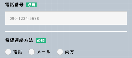 電話番号・希望連絡方法を選択