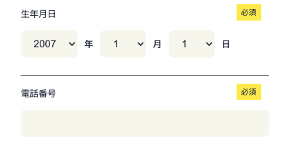 生年月日・電話番号を入力