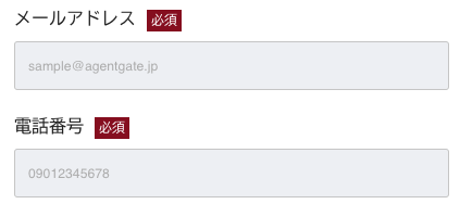 メールアドレス・電話番号を入力