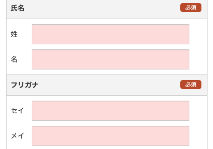 氏名・フリガナを入力