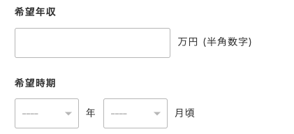 希望年収・希望時期を入力