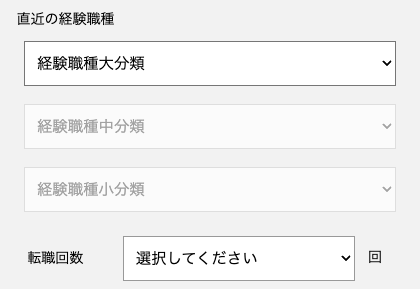 直近の経験職種・転職回数を選択