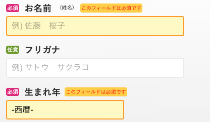 氏名・フリガナ・生まれ年を入力