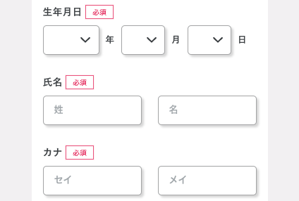 生年月日・氏名・フリガナを入力