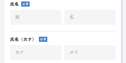 氏名・フリガナを入力