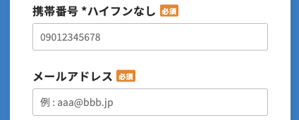 電話番号・メールアドレスを入力