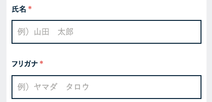 氏名・フリガナを入力