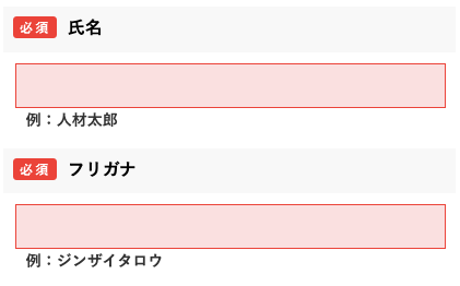氏名・フリガナを入力