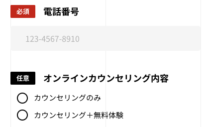 電話番号・カウンセリング内容を選択