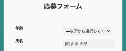 応募フォームの年齢・氏名を入力