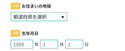 住まいの地域・生年月日を入力